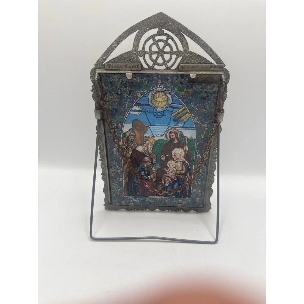 Bradford Exchange Divine Light Stained Glass Nativity Plate A Savior Is Born